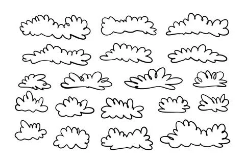 Doodle line cloud hand drawn in the sky Stock Illustration
