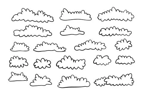 Doodle line cloud hand drawn in the sky Stock Illustration