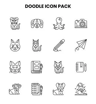 Doodle Line Design Icons Pack イラスト素材