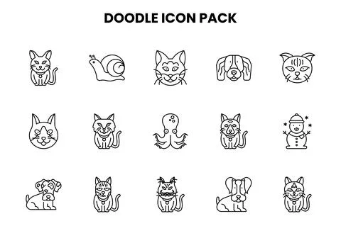 Doodle Line Design Icons Pack Stock Illustration