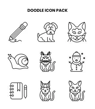 Doodle Line Graphics Icons Pack Stock Illustration