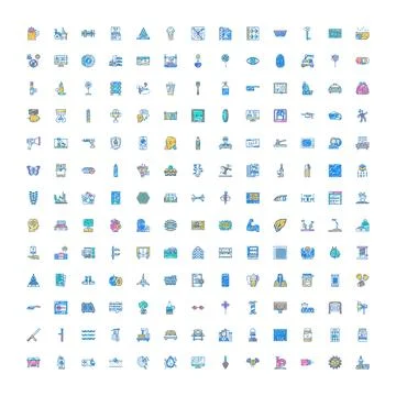 Doodle line icons collection representing various concepts 스톡 일러스트