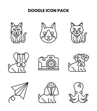 Doodle Line Icons Pack Stock Illustration