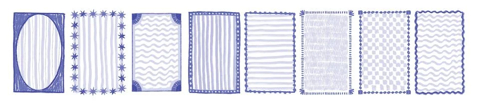 Doodle line scribble frame set, minimal hand drawn wavy border Illustrazione stock