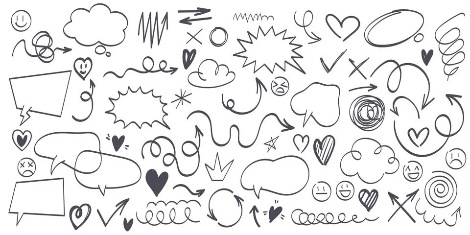 Doodle line shape set on a white background. Hand drawn Illustrazione stock