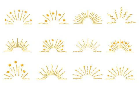 Doodle line sparkles and rays. Hand- drawn explosion lines confetti, sun bu.. Stock Illustration