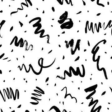 Doodle lines and dots vector seamless pattern. Stock Illustration