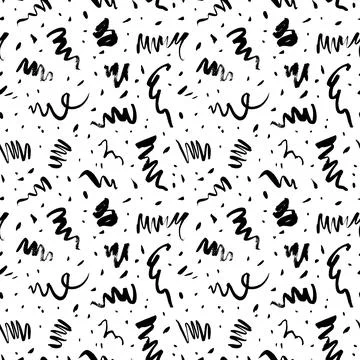 Doodle lines and dots vector seamless pattern. Stock Illustration