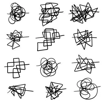 Doodle lines hand drawing tangled insane mess scribble confused brain think.. Illustrazione stock