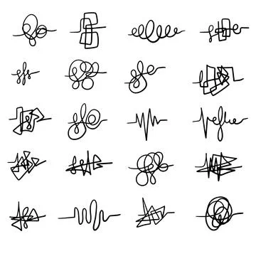 Doodle lines hand drawing tangled insane mess scribble confused brain think.. Illustrazione stock