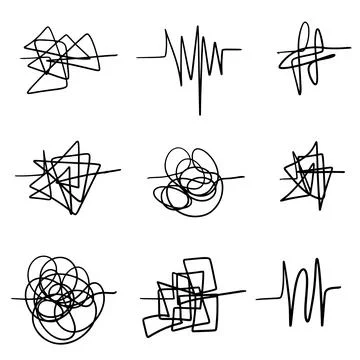 Doodle lines hand drawing tangled insane mess scribble confused brain think.. Illustrazione stock