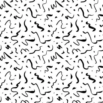 Doodle lines vector seamless pattern with dots. Stock Illustration