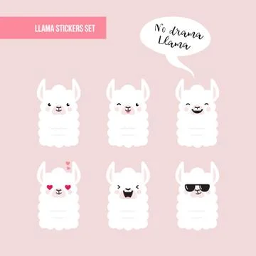 Doodle llamas set Stock Illustration