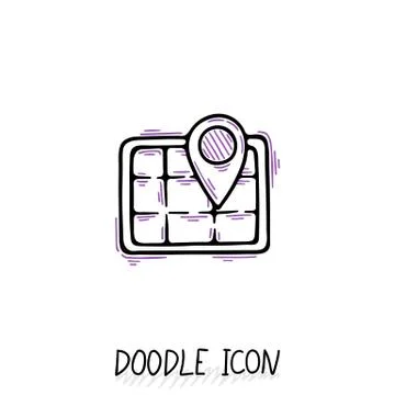 Doodle location icon. Map pictogram Stock Illustration