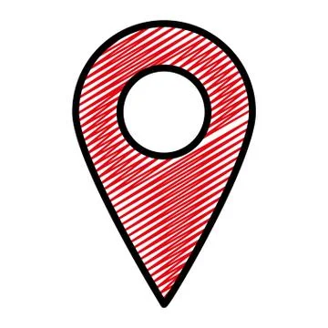 Doodle location symbol map geography direction Stock Illustration