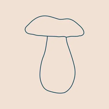 Doodle logo. Hand drawn forest wild mushroom background. Botanical vector Stock Illustration
