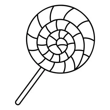 Doodle lollipop. Cartoon element, vector sketch illustration, black outline a Stock Illustration