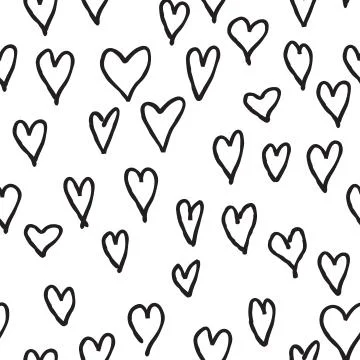 Doodle love hearts seamless pattern. Back and white tile holiday ornament Illustrazione stock