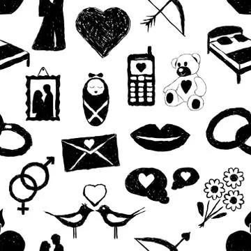 Doodle love seamless pattern Stock Illustration