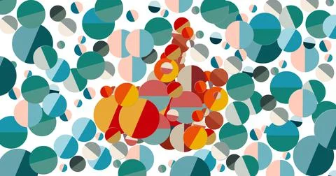 Doodle made of multi-colored circles. Stock Illustration