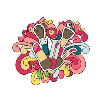 Doodle makeup design. Stock Illustration