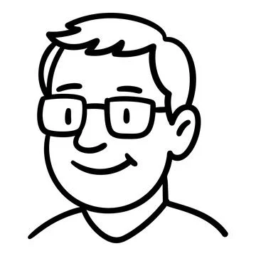 Doodle man avatar with glasses hand drawn style isolated Stock Illustration