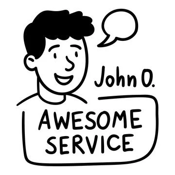 Doodle man with speech bubble Awesome Service. Hand drawn illustration for te Stock Illustration