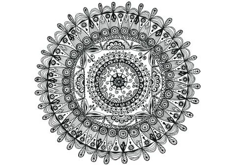 Doodle mandala isolated on white background. Hand drawn illustration. Stock Illustration
