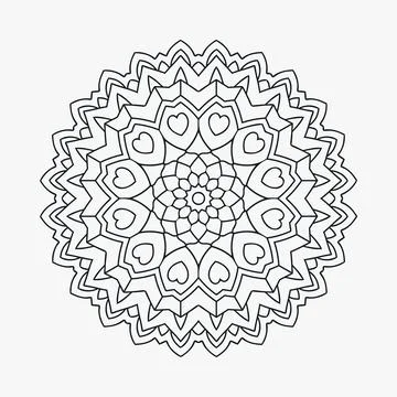 Doodle mandala line art vector. Mandala coloring page pattern design. Kids co Stock Illustration