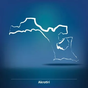 Doodle Map of Akrotiri Stock Illustration
