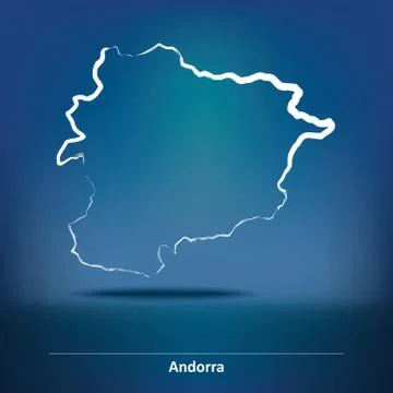 Doodle Map of Andorra Stock Illustration