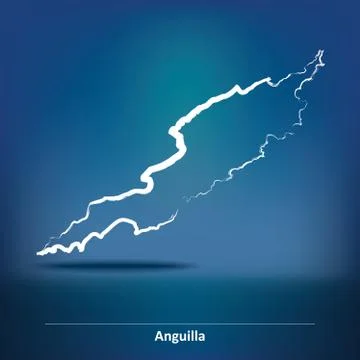 Doodle Map of Anguilla Stock Illustration