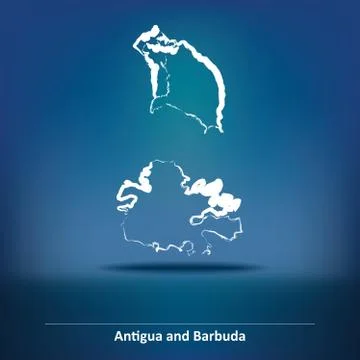 Doodle Map of Antigua and Barbuda Stock Illustration