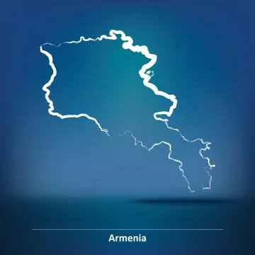 Doodle Map of Armenia Stock Illustration