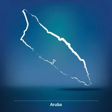 Doodle Map of Aruba Stock Illustration
