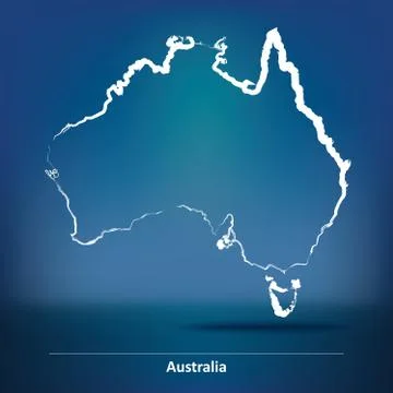 Doodle Map of Australia Stock Illustration