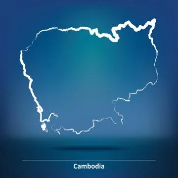 Doodle Map of Cambodia Stock Illustration