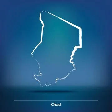 Doodle Map of Chad Stock Illustration