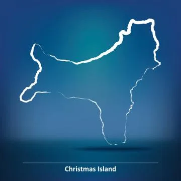 Doodle Map of Christmas Island Stock Illustration