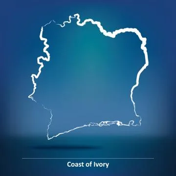 Doodle Map of Coast of Ivory Stock Illustration