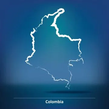 Doodle Map of Colombia Stock Illustration