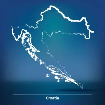 Doodle Map of Croatia Illustrazione stock