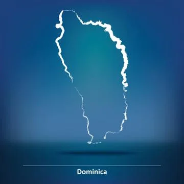 Doodle Map of Dominica Stock Illustration