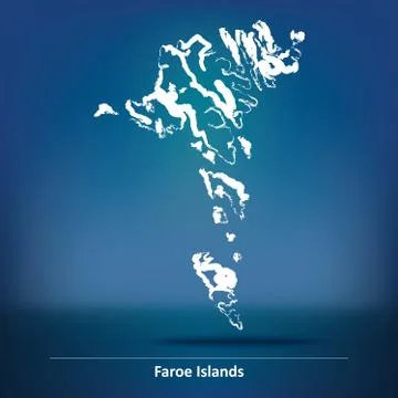 Doodle Map of Faroe Islands Illustrazione stock