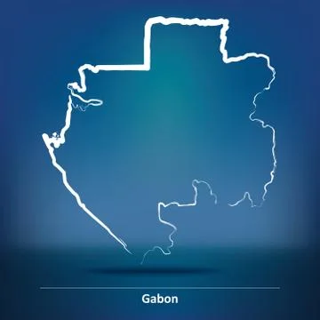 Doodle Map of Gabon Stock Illustration