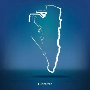 Doodle Map of Gibraltar Stock Illustration
