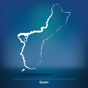 Doodle Map of Guam Stock Illustration
