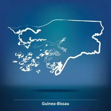 Doodle Map of Guinea-Bissau Stock Illustration