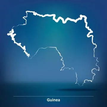 Doodle Map of Guinea Stock Illustration