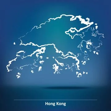 Doodle Map of Hong Kong Stock Illustration